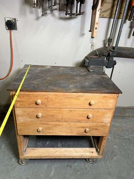 Work Table with Metal Top and Vice