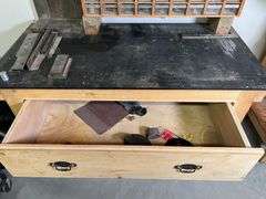 Metal Top Layout Table with Contents