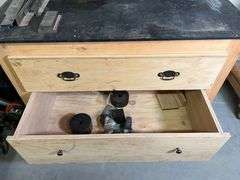 Metal Top Layout Table with Contents