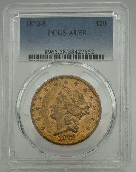 1872-S $20 Gold Liberty Double Eagle PCGS AU58 image