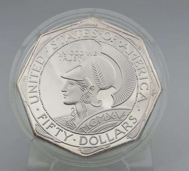 5OZ .999 Silver 1915-S Panama Pacific Exposition $50 Commemorative Octagonal Coin Replica - S/N 01078 image