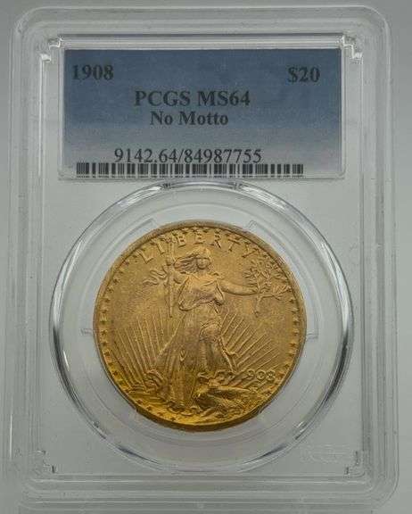 1908 $20 Gold Liberty Head PCGS MS64 No Motto image