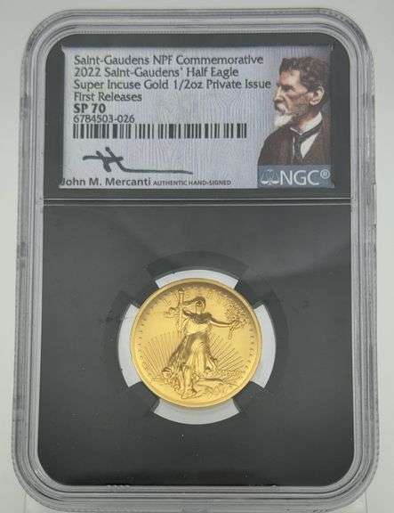 2022 Saint-Gaudens Half Eagle Super Incuse Gold 1/2oz .9999 Private Issue First Releases SP 70 NGC image