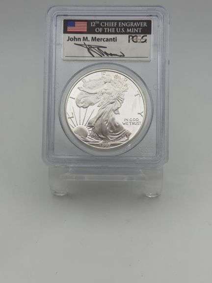 1997-P PCGS PR69DCAM Silver Eagle Coin - John M. Mercanti Signed image