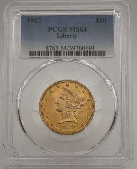 1907 $10 Liberty Gold Coin - PCGS MS64 image