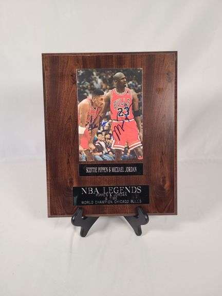 Autographed Plaque of  Michael Jordan & Scottie Pippen w/COCA