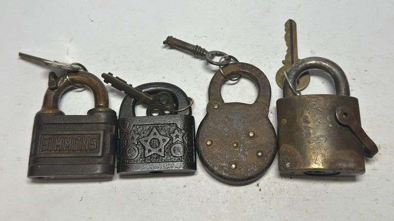 Group of Four Padlocks: Simmons, Star, Eagle, and G.E.C. image