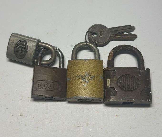 Group of Cole, American, Corbin Padlocks with Keys image