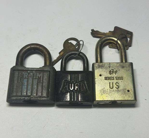Group of Three Padlocks Including Fraim and Hurd image