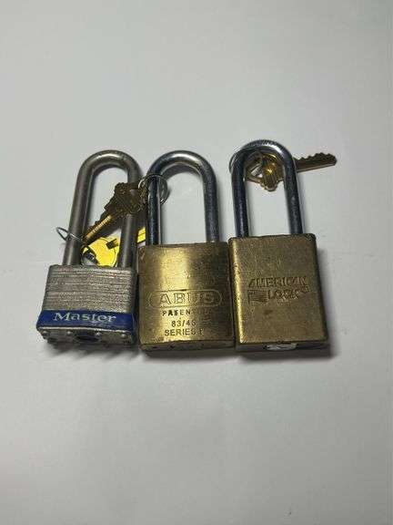 Lot of Three Padlocks - Master, Abus, and American Lock image