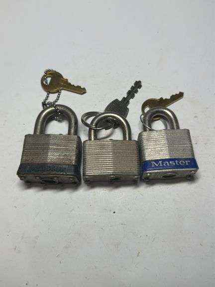 Lot of 3 Master Padlocks with Keys image
