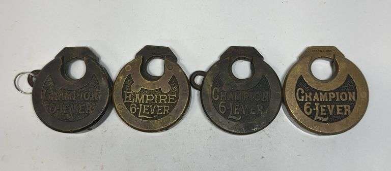 Four Assorted Champion 6-Lever and Empire 6-Lever Padlock Keys image