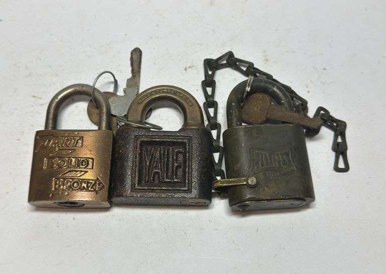 Lot of Three Padlocks - Yale, Master, and Unknown Brand image