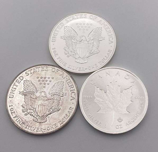 Lot of 3 1oz Fine Silver Dollars