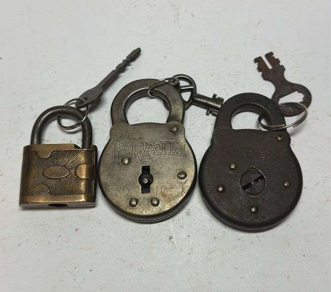 Group of Three Padlocks with Keys image