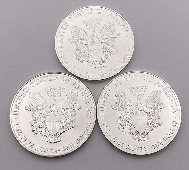 Lot of 3 Silver Eagle Walking Liberty 1oz Fine Silver Dollar