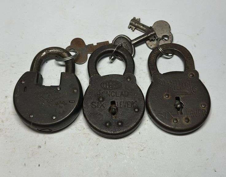 Group of Three Padlocks with Keys image