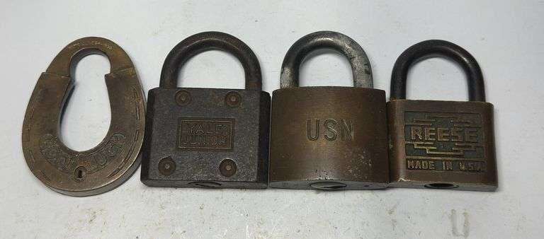 Lot of Four Padlocks including Yale, USN and Reese image