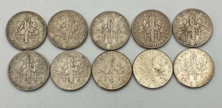 Lot of 10 90% Silver Dimes