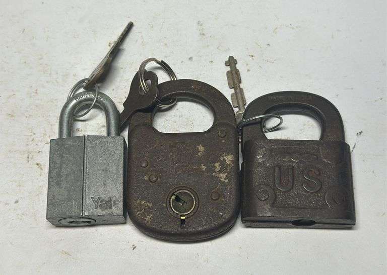 Lot of Three Assorted Padlocks with Keys image