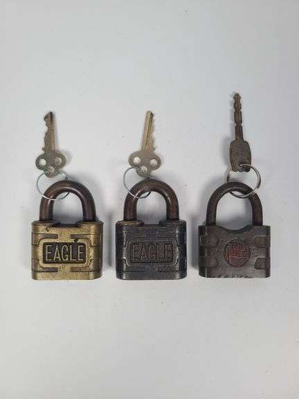 Lot of Three Padlocks - Eagle and Old Glory image