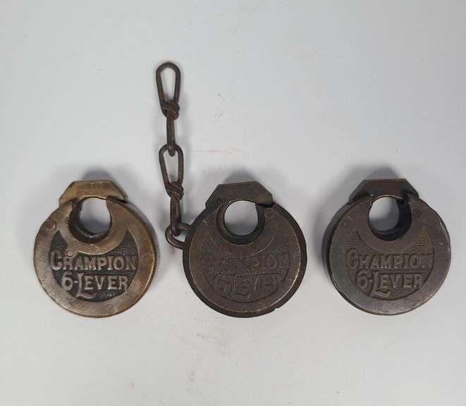 Three Champion 6 Lever Padlocks image