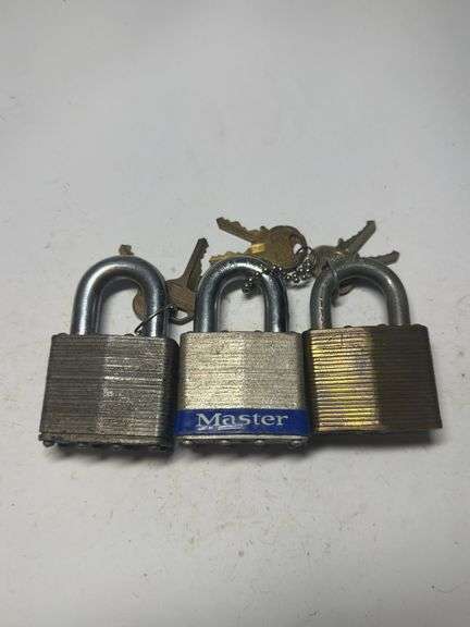 Lot of Three Padlocks with Keys - Master Lock Included image