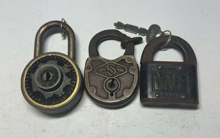 Collection of Three Padlocks - Yale, Slaymaker, and Combination Lock image