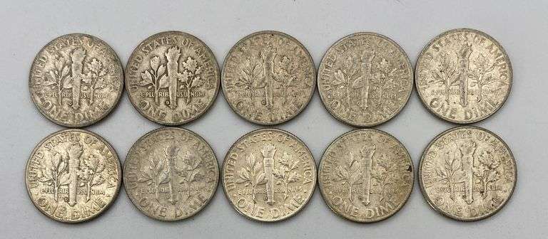 Lot of 10 90% Silver Dimes