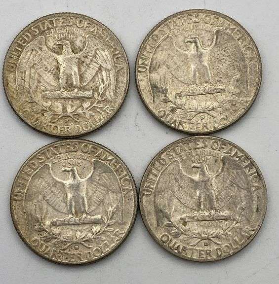 Lot of 4 1964-D 90% Silver Quarters