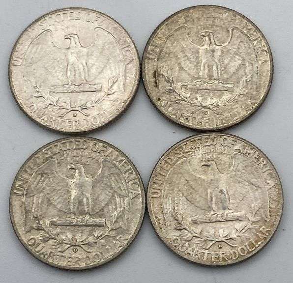 Lot of 4 1964-D 90% Silver Quarters