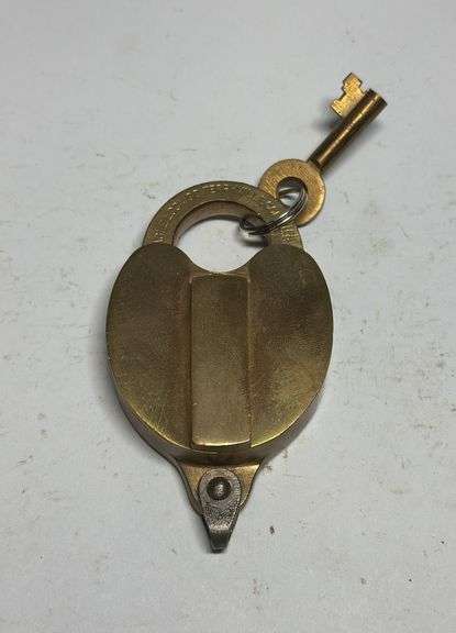 Brass Heart Shaped Padlock with Key image