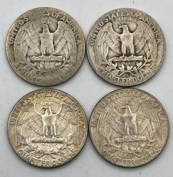 Lot of 4 90% Silver Quarters