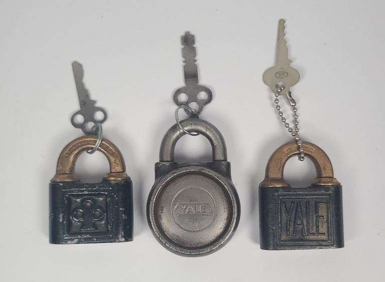 Lot of Three Collectible Yale Padlocks with Keys image