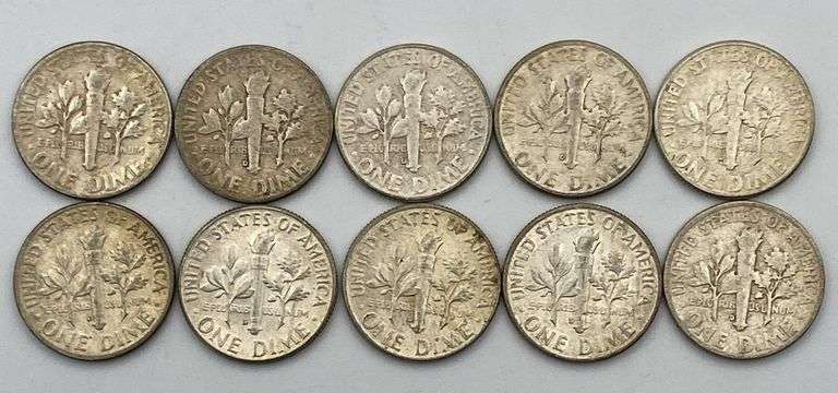 Lot of 10 90% Silver Dimes