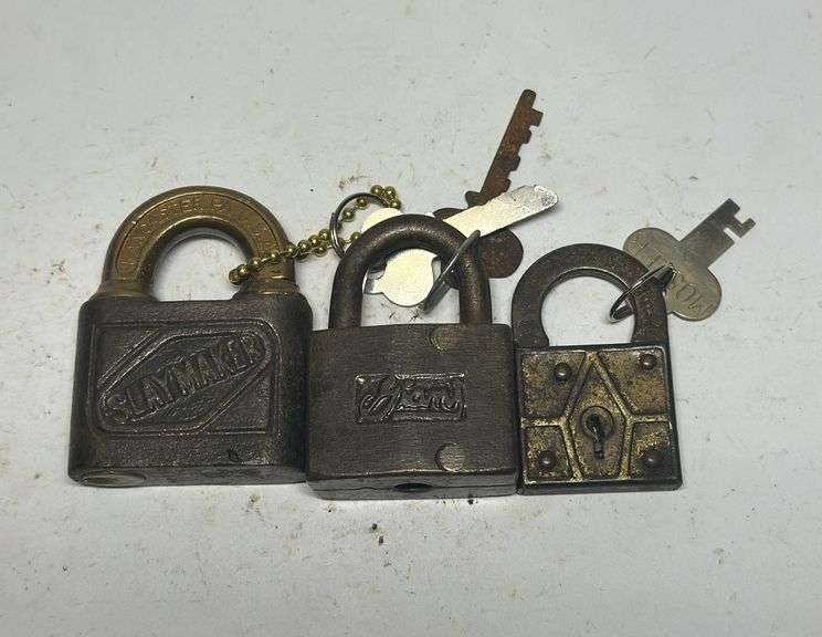 Collection of Three Padlocks: Claymaker, Hurd, and Unbranded image