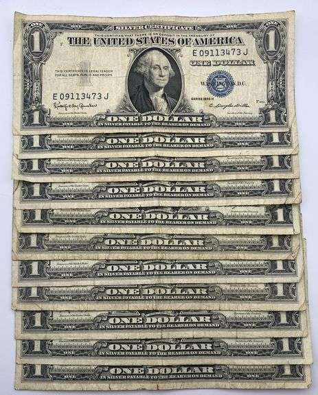 Lot of 11 Silver Certificate $1 Bills