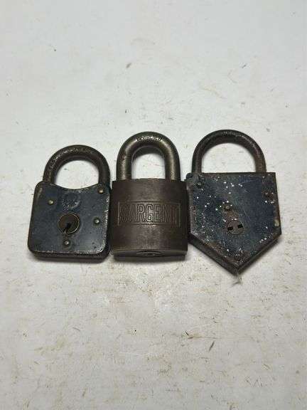 Three Vintage Padlocks, Including Sargent image