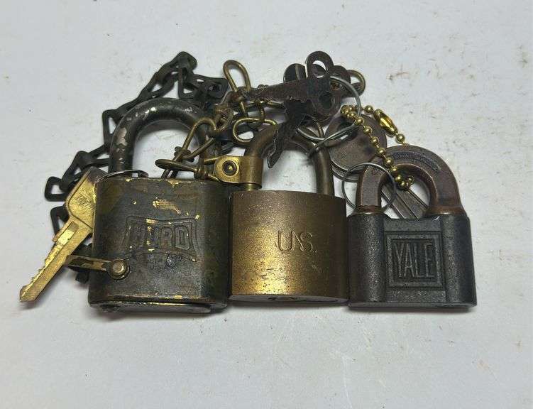 Collection of Three Padlocks - Hurd, USS, and Yale image