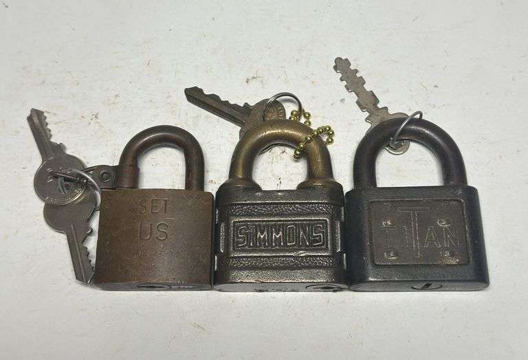 Group of Three Padlocks Including Simmons image