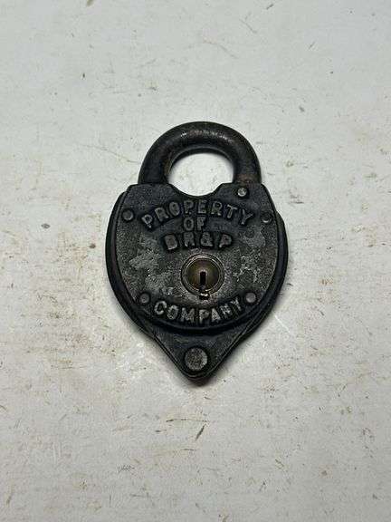 Vintage "Property of DR&P Co." Heart-Shaped Padlock image