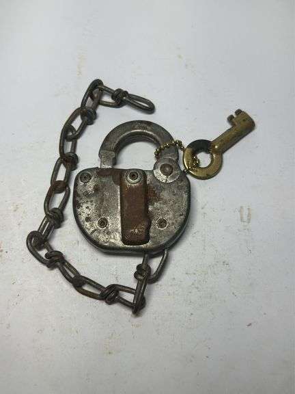 Metal Padlock with Key and Chain image