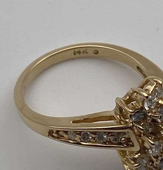 14K Diamond Cluster Ring