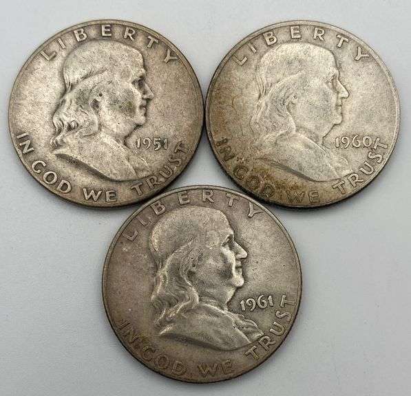 Lot of 3 Franklin Half Dollars image