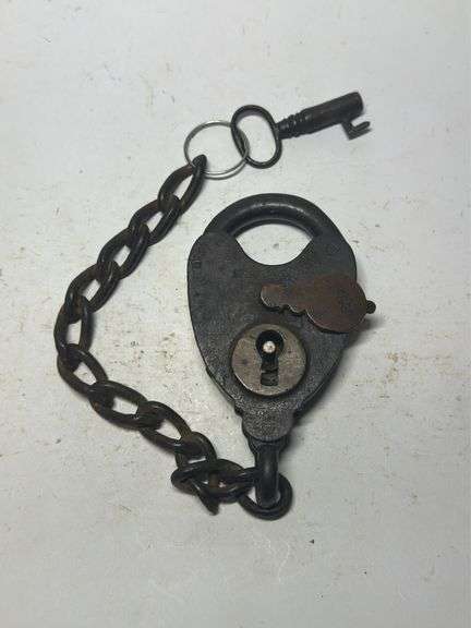 Old Iron Padlock with Chain and Key image