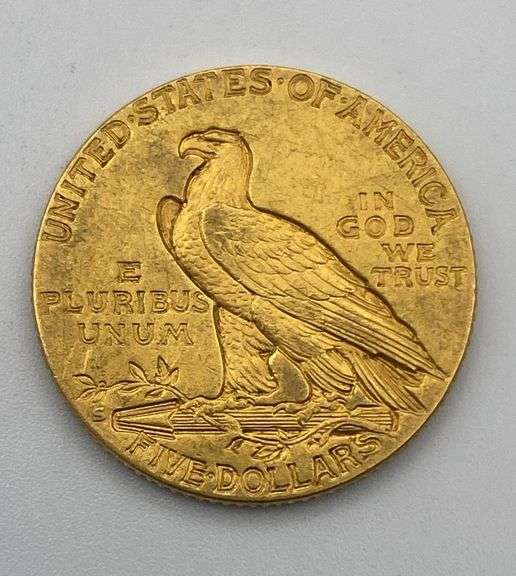 1912-S Indian Head $5 Gold Coin