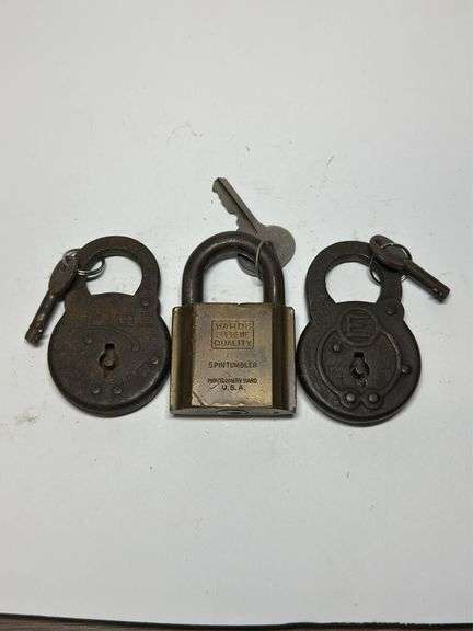 Group of Three Old Padlocks - Eagle and Wards Supreme Quality image