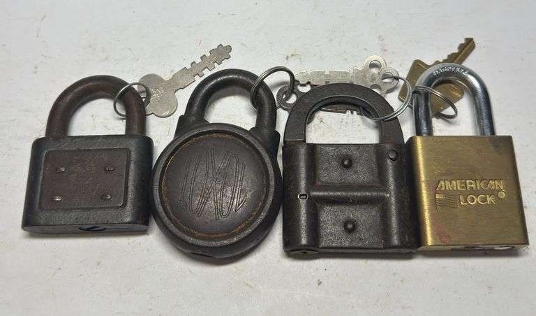 Group of Four Padlocks - Y&T, American Lock image