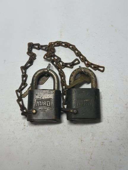 Pair of Hurd Padlocks with Chain and Keys image