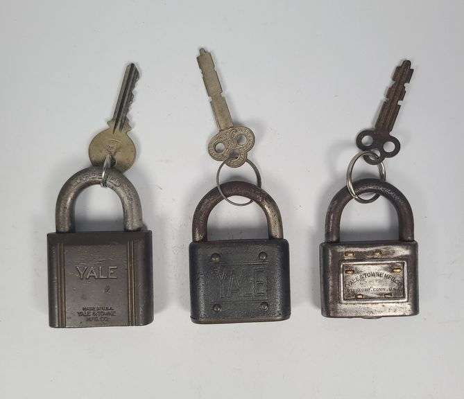 Set of Three Yale and Towne Padlocks with Keys image